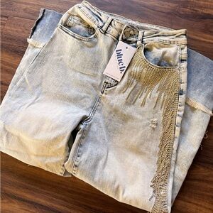 Light Blue Embellished Women's Jeans